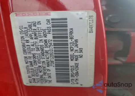 2001 Toyota Echo from USA, damaged, VIN JTDBT123510175472